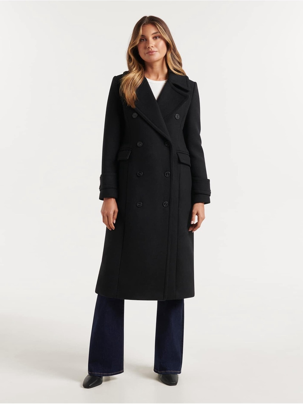 Ever New Black “AMELIA MILITARY MAXI COAT” size 10
